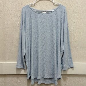 Jillian N Women's Textured Light Blue Knit Top Size 2X